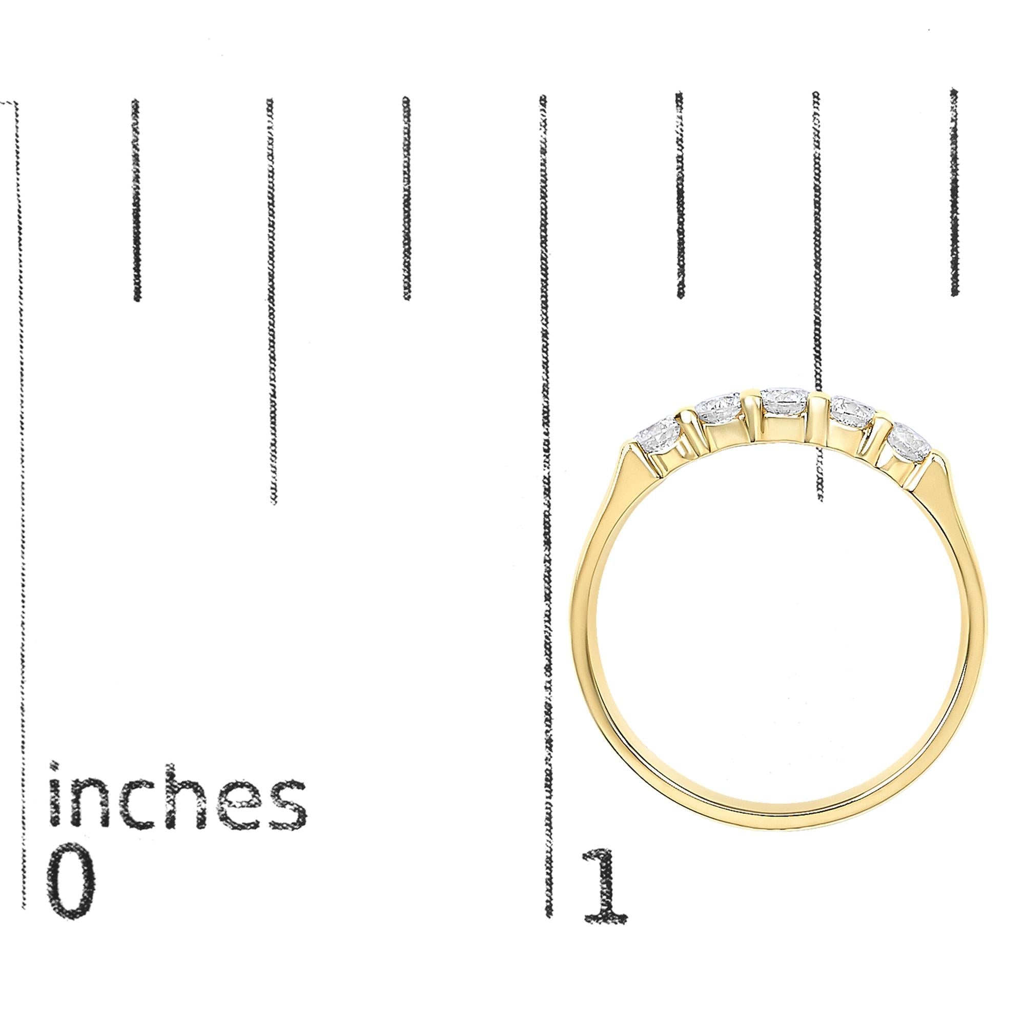 14K Gold 1/2 Cttw Round Diamond 5 stone Classic Band - Size 6.5
