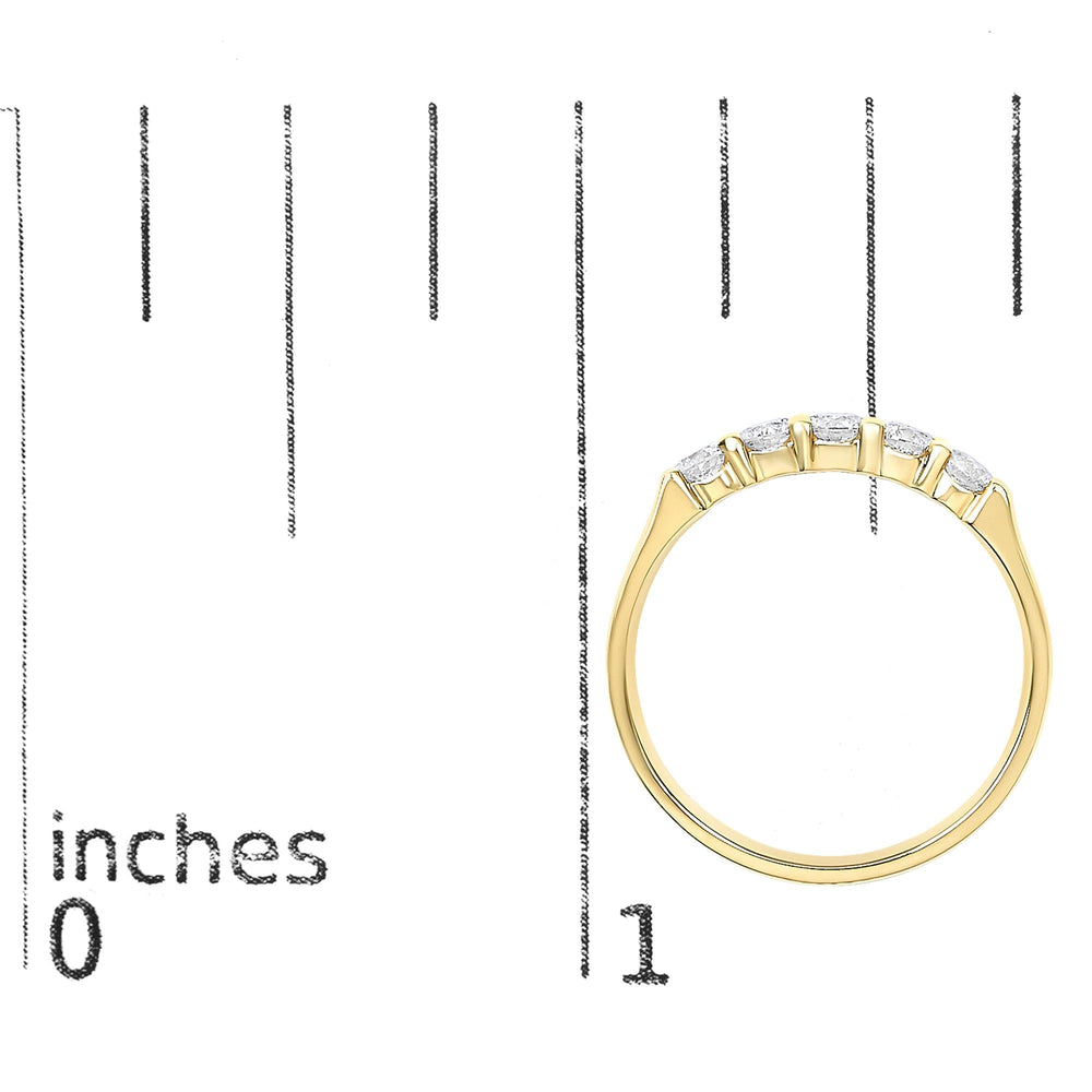14K Gold 1/2 Cttw Round Diamond 5 stone Classic Band - Size 6.5