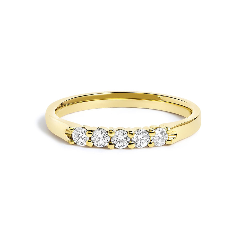 14K Gold 1/4 Cttw  Diamond 5 Stone Band Ring