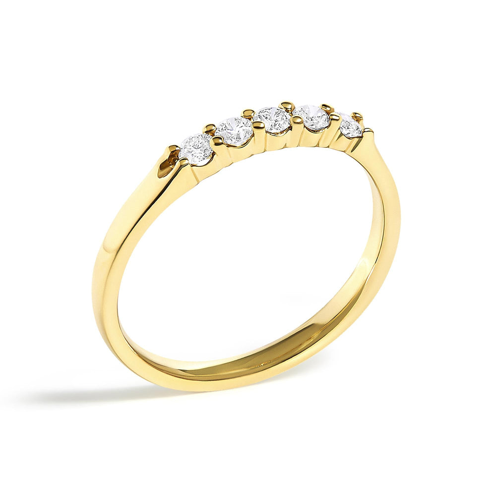 14K Gold 1/4 Cttw  Diamond 5 Stone Band Ring