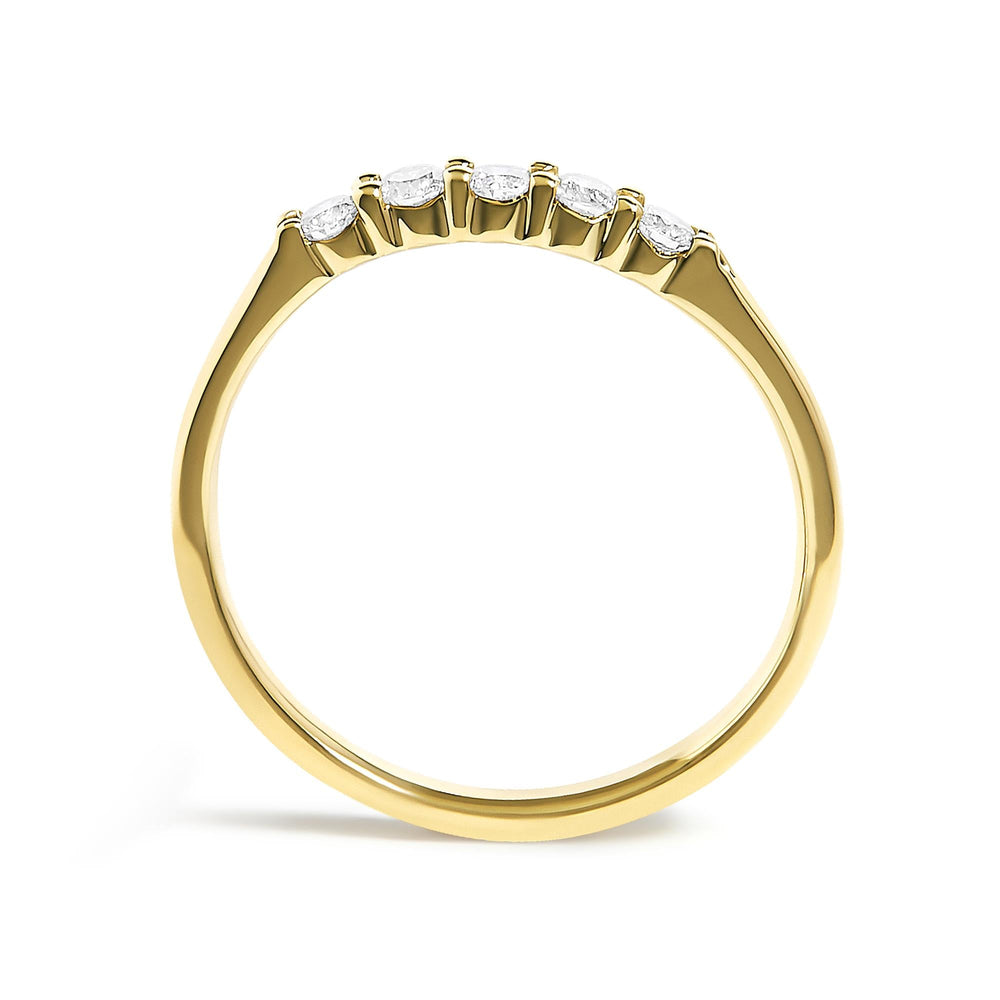 14K Gold 1/4 Cttw  Diamond 5 Stone Band Ring