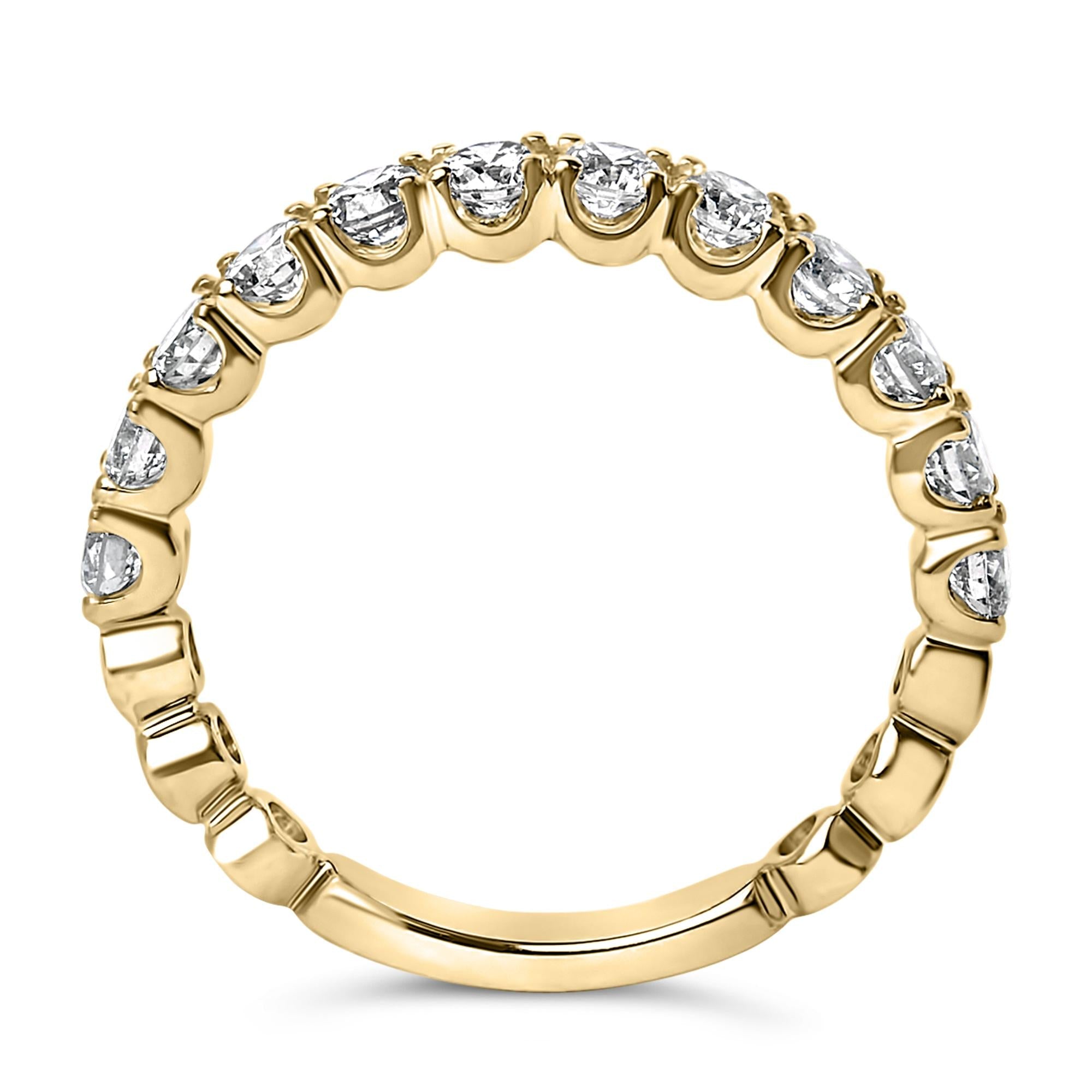 14K Gold 1.00 Cttw Round Diamond Prong Set Wedding Band