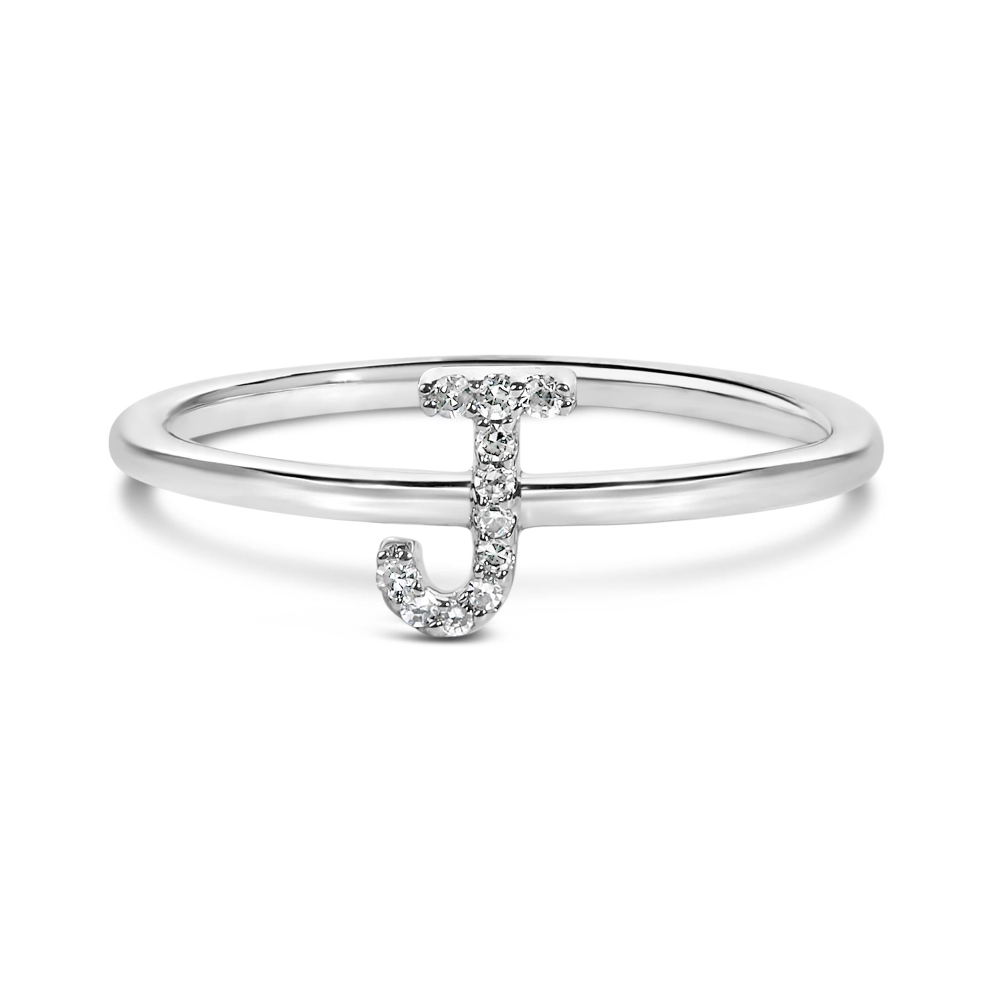10K White Gold Diamond Accent Initial “A-Z” Ring