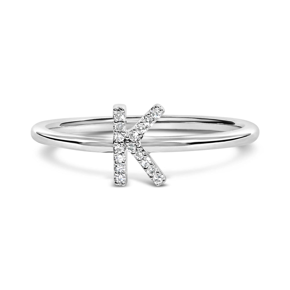 10K White Gold Diamond Accent Initial “A-Z” Ring