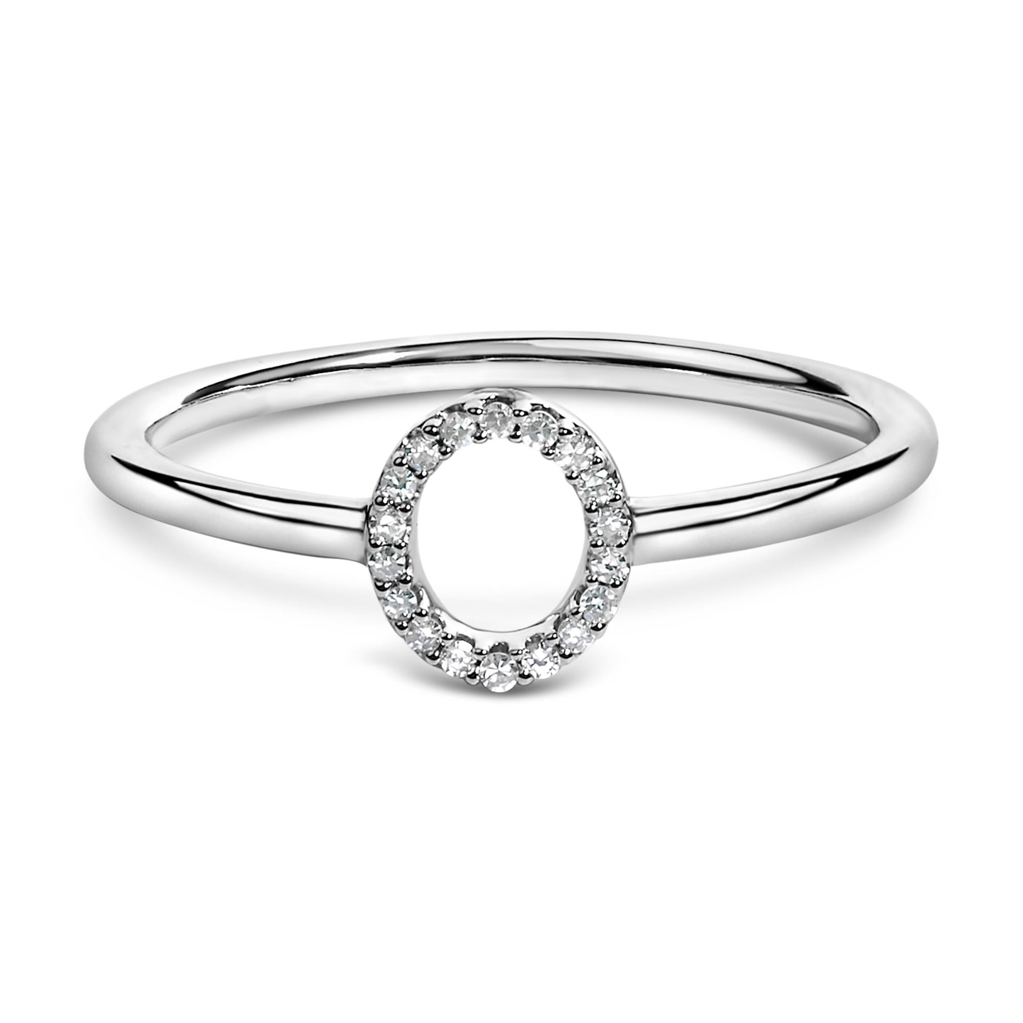 10K White Gold Diamond Accent Initial “A-Z” Ring