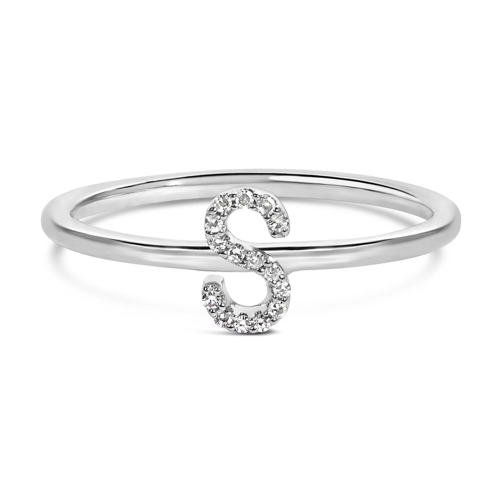 10K White Gold Diamond Accent Initial “A-Z” Ring