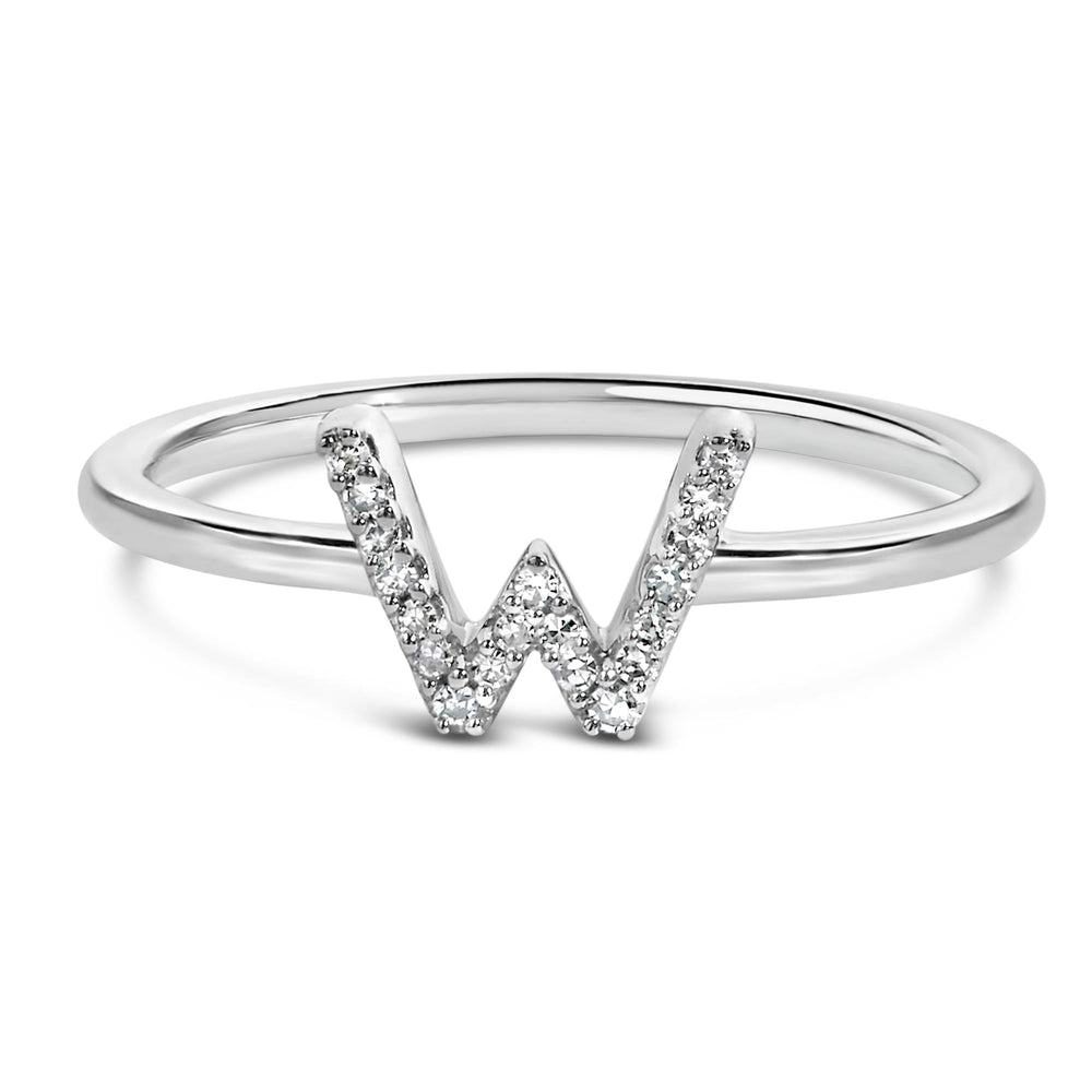 10K White Gold Diamond Accent Initial “A-Z” Ring
