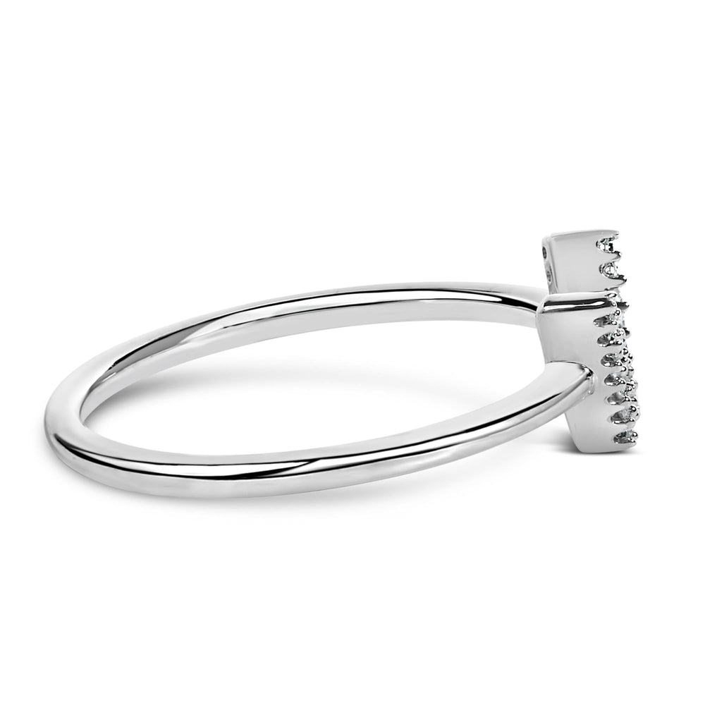 10K White Gold Diamond Accent Initial “A-Z” Ring