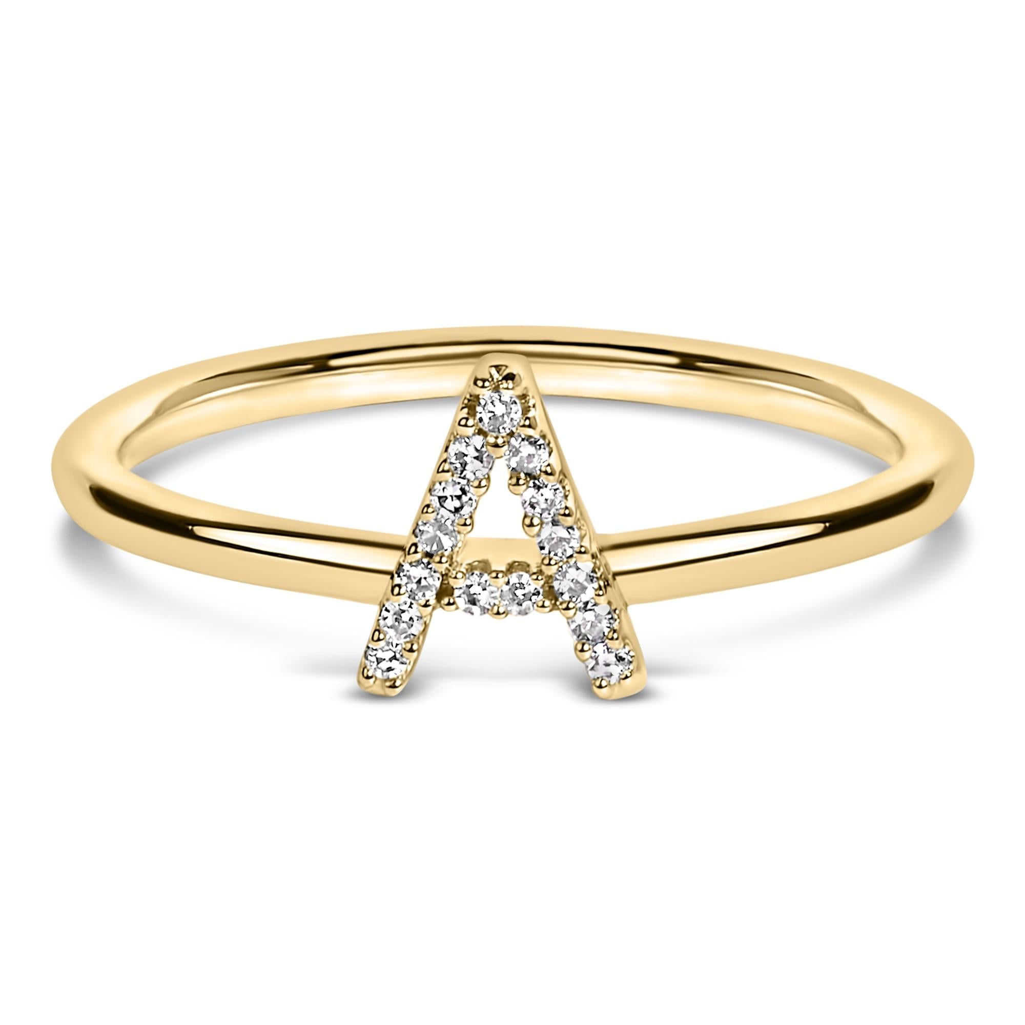 10K Yellow Gold Diamond Accent Initial “A-Z” Ring