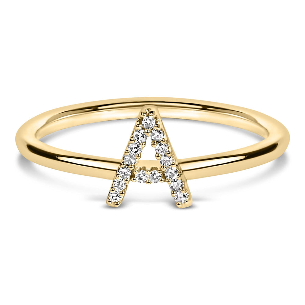 10K Yellow Gold Diamond Accent Initial “A-Z” Ring
