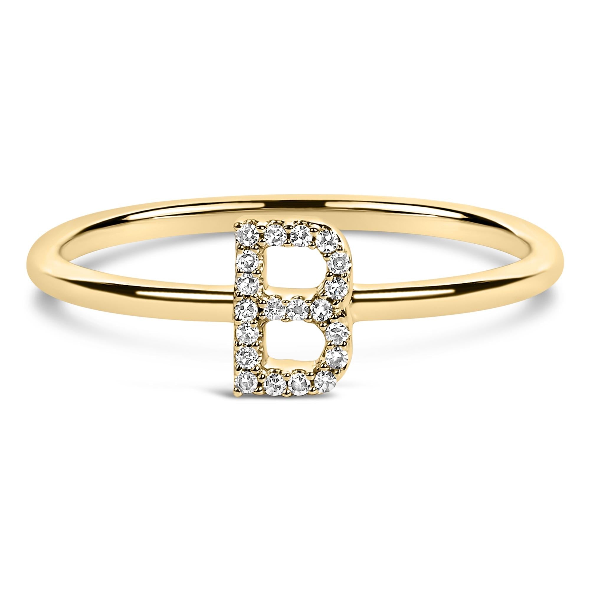 10K Yellow Gold Diamond Accent Initial “A-Z” Ring