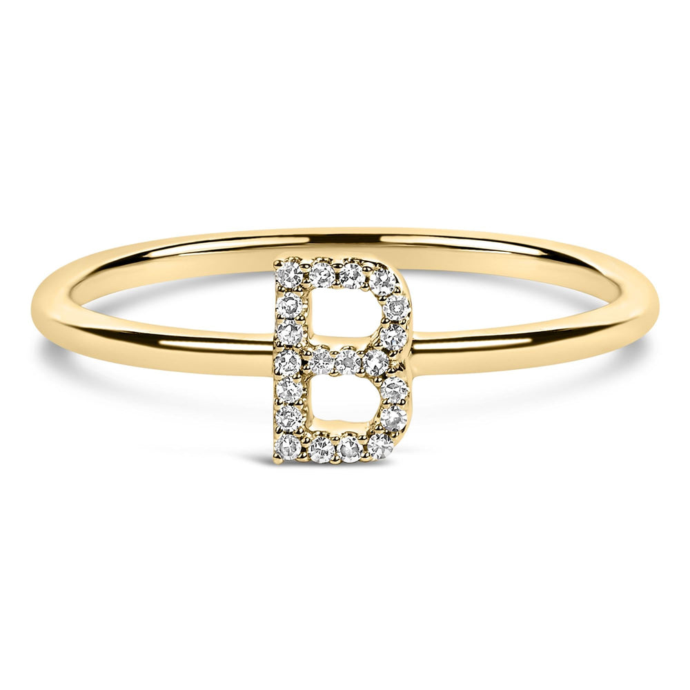 10K Yellow Gold Diamond Accent Initial “A-Z” Ring