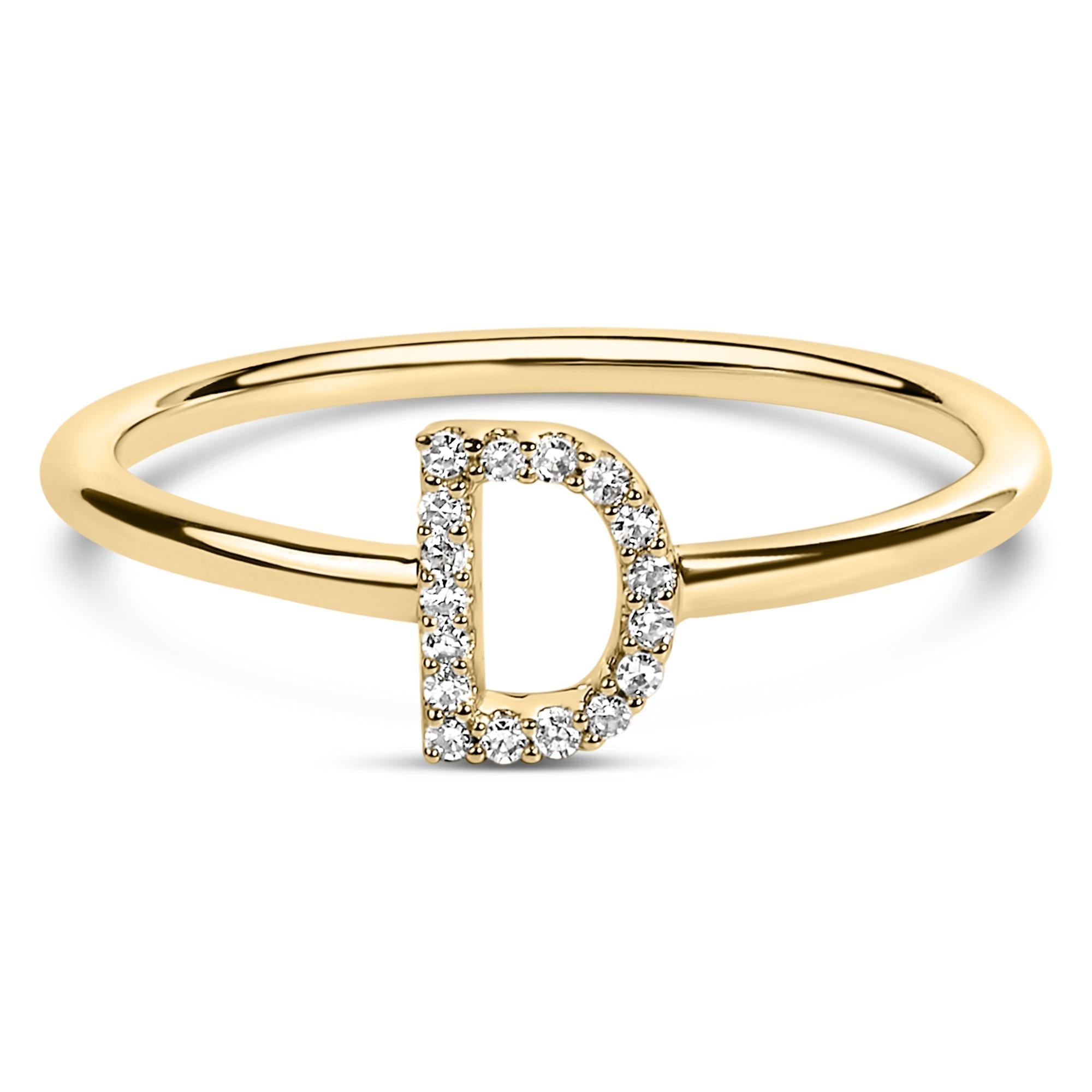 10K Yellow Gold Diamond Accent Initial “A-Z” Ring