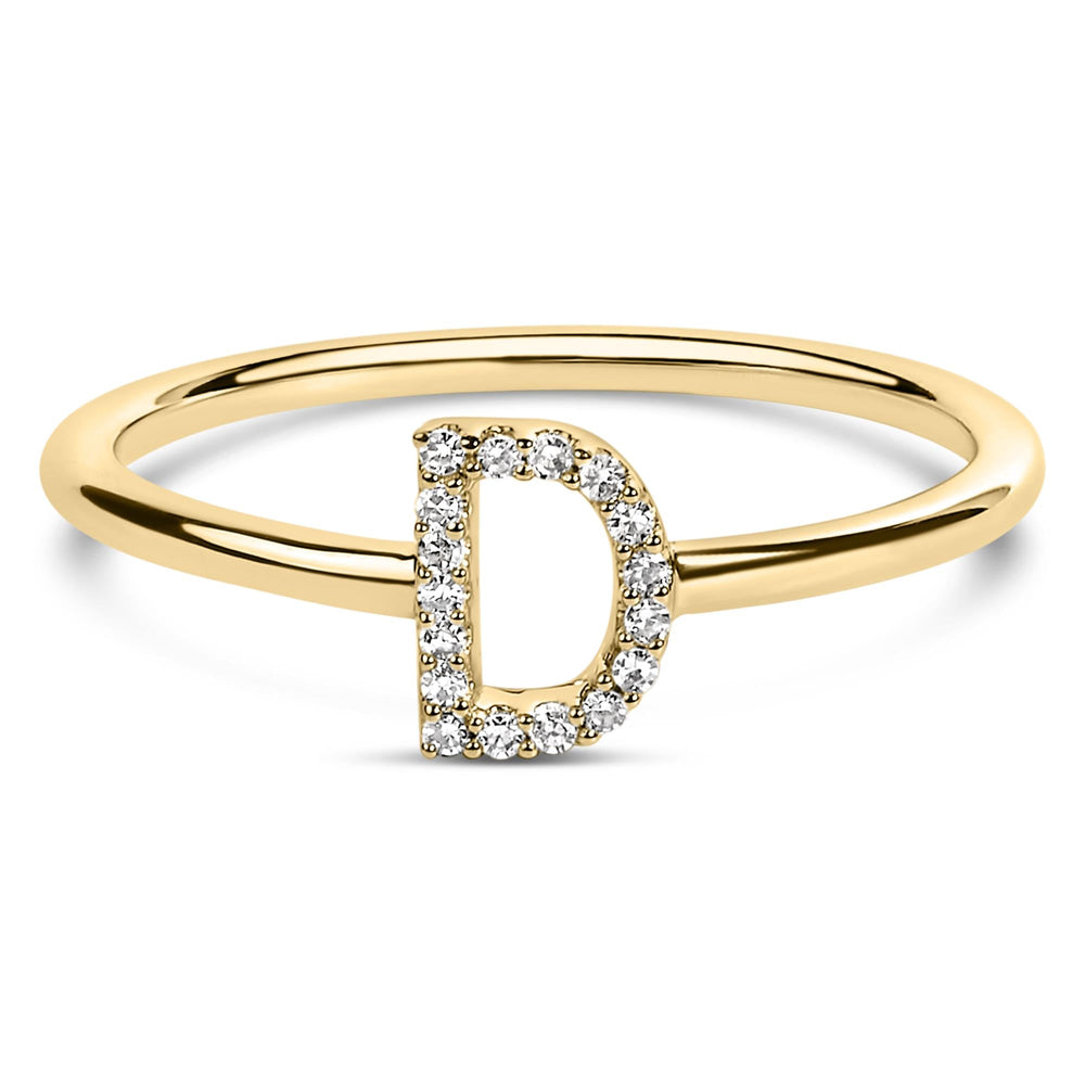 10K Yellow Gold Diamond Accent Initial “A-Z” Ring