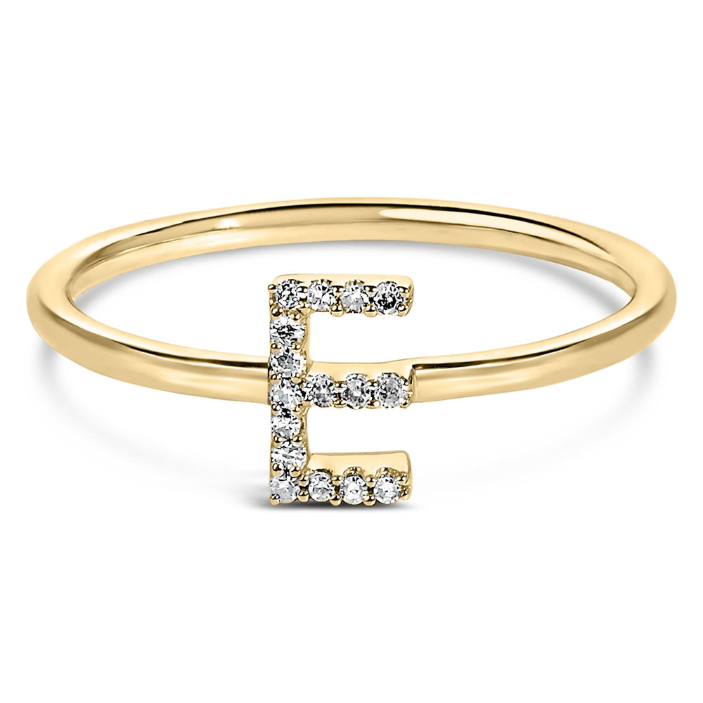 10K Yellow Gold Diamond Accent Initial “A-Z” Ring