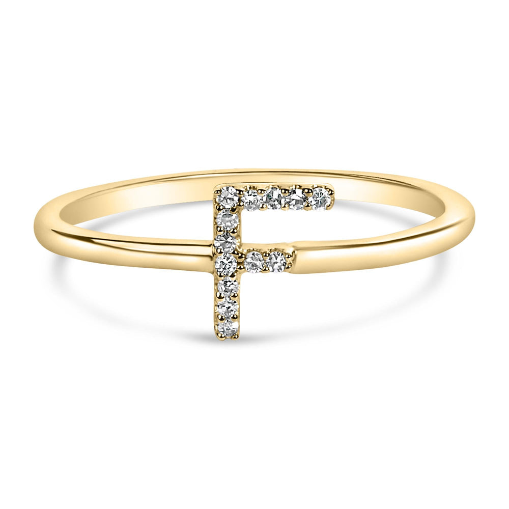 10K Yellow Gold Diamond Accent Initial “A-Z” Ring