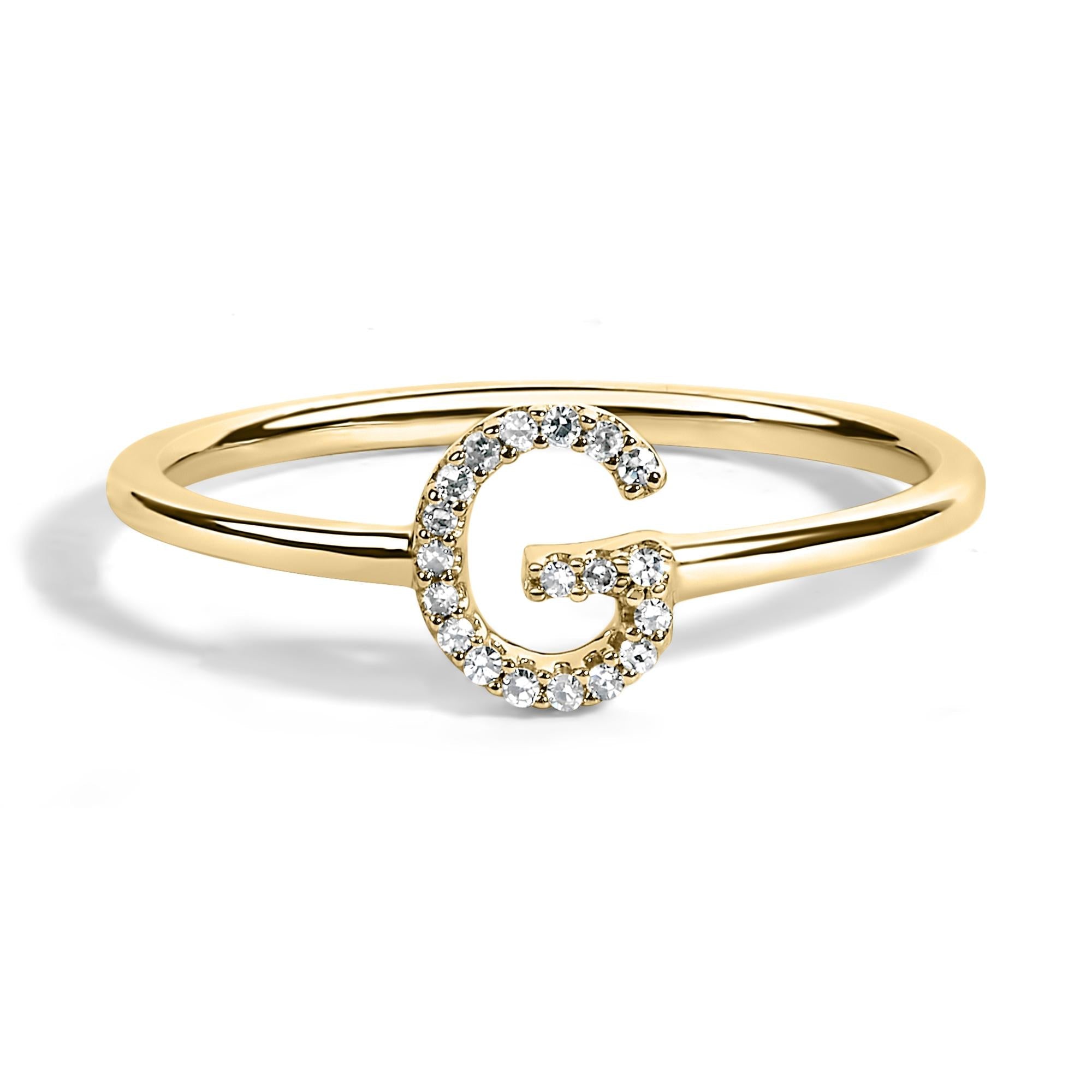 10K Yellow Gold Diamond Accent Initial “A-Z” Ring