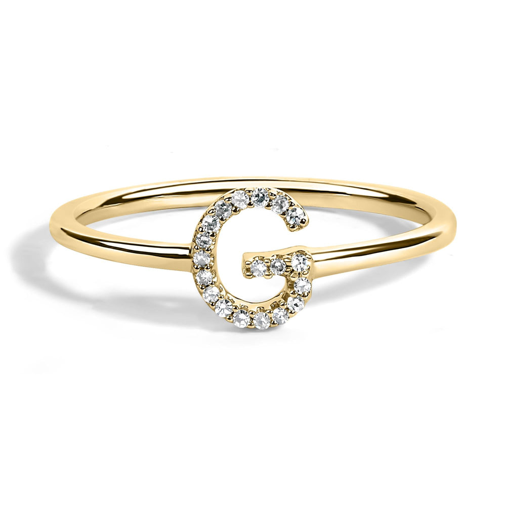 10K Yellow Gold Diamond Accent Initial “A-Z” Ring