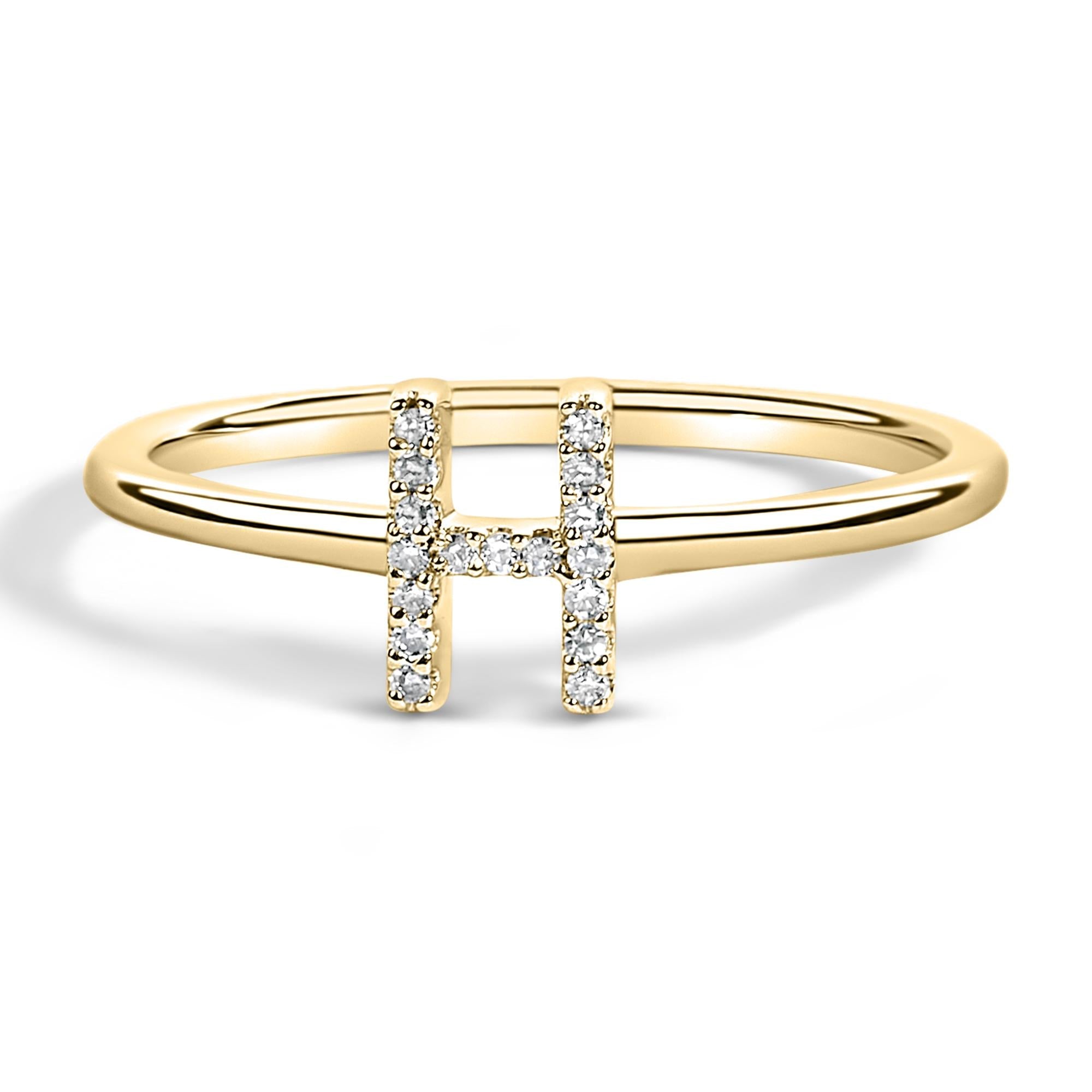 10K Yellow Gold Diamond Accent Initial “A-Z” Ring