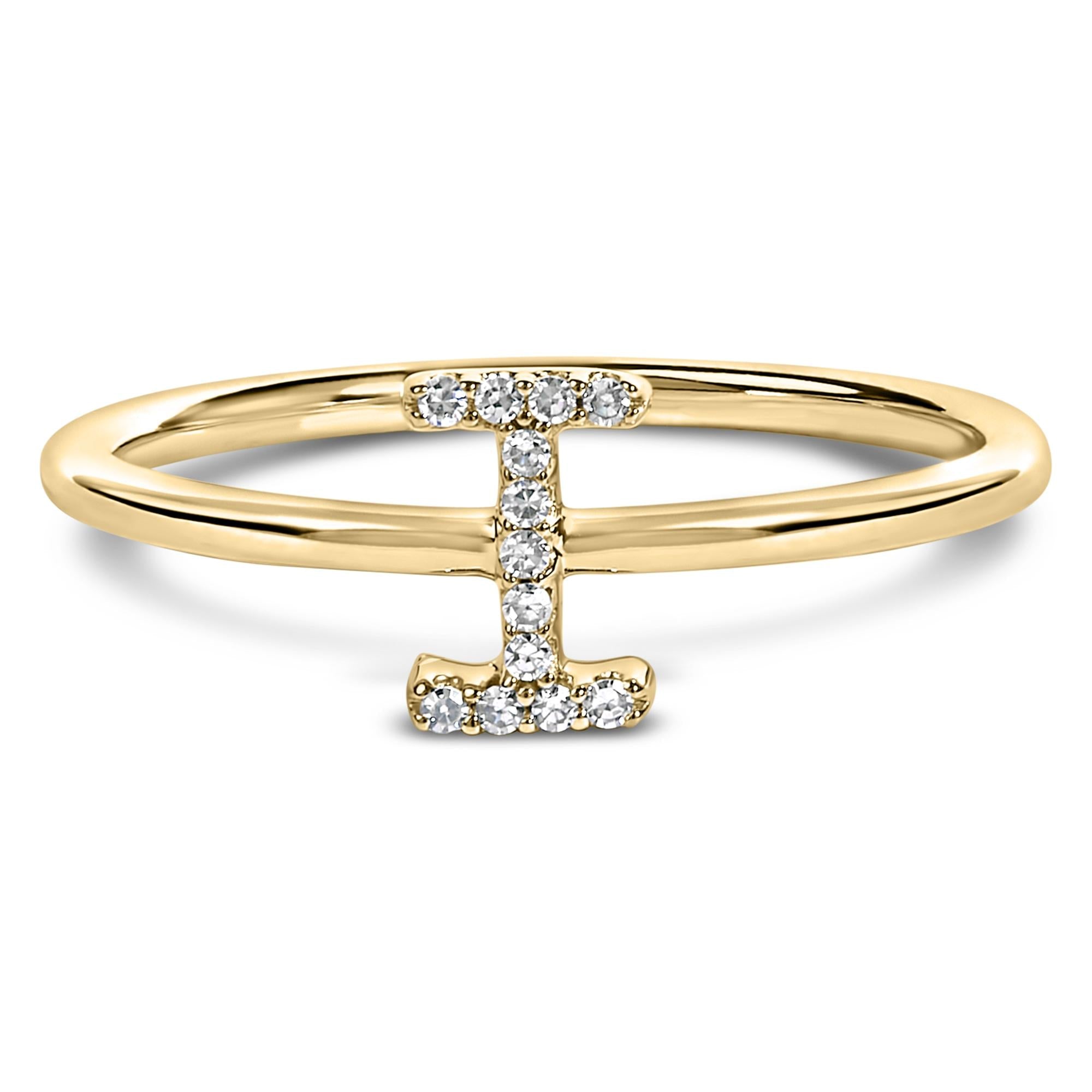 10K Yellow Gold Diamond Accent Initial “A-Z” Ring