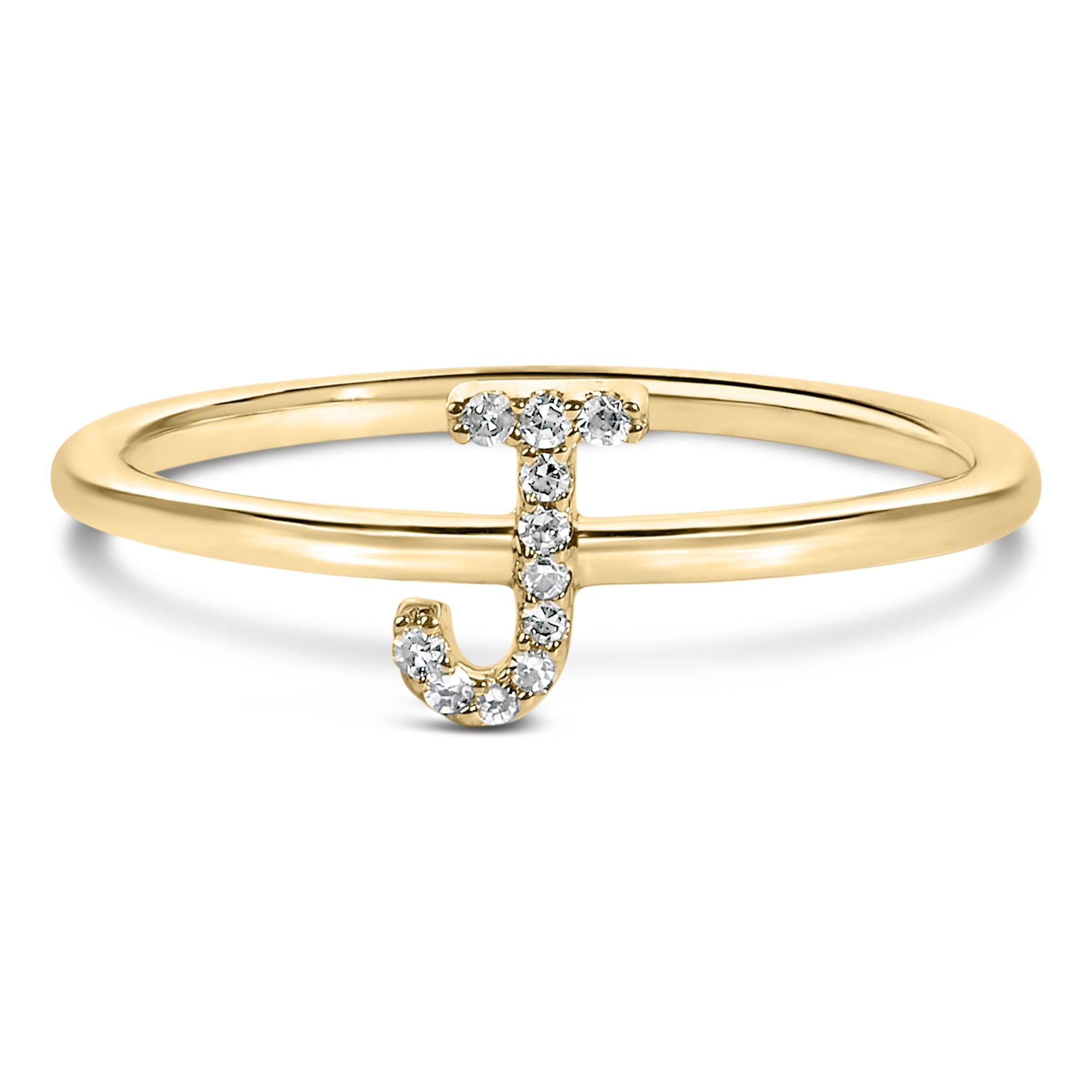 10K Yellow Gold Diamond Accent Initial “A-Z” Ring