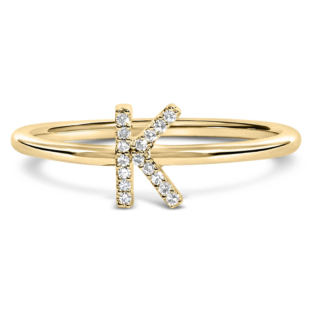 10K Yellow Gold Diamond Accent Initial “A-Z” Ring