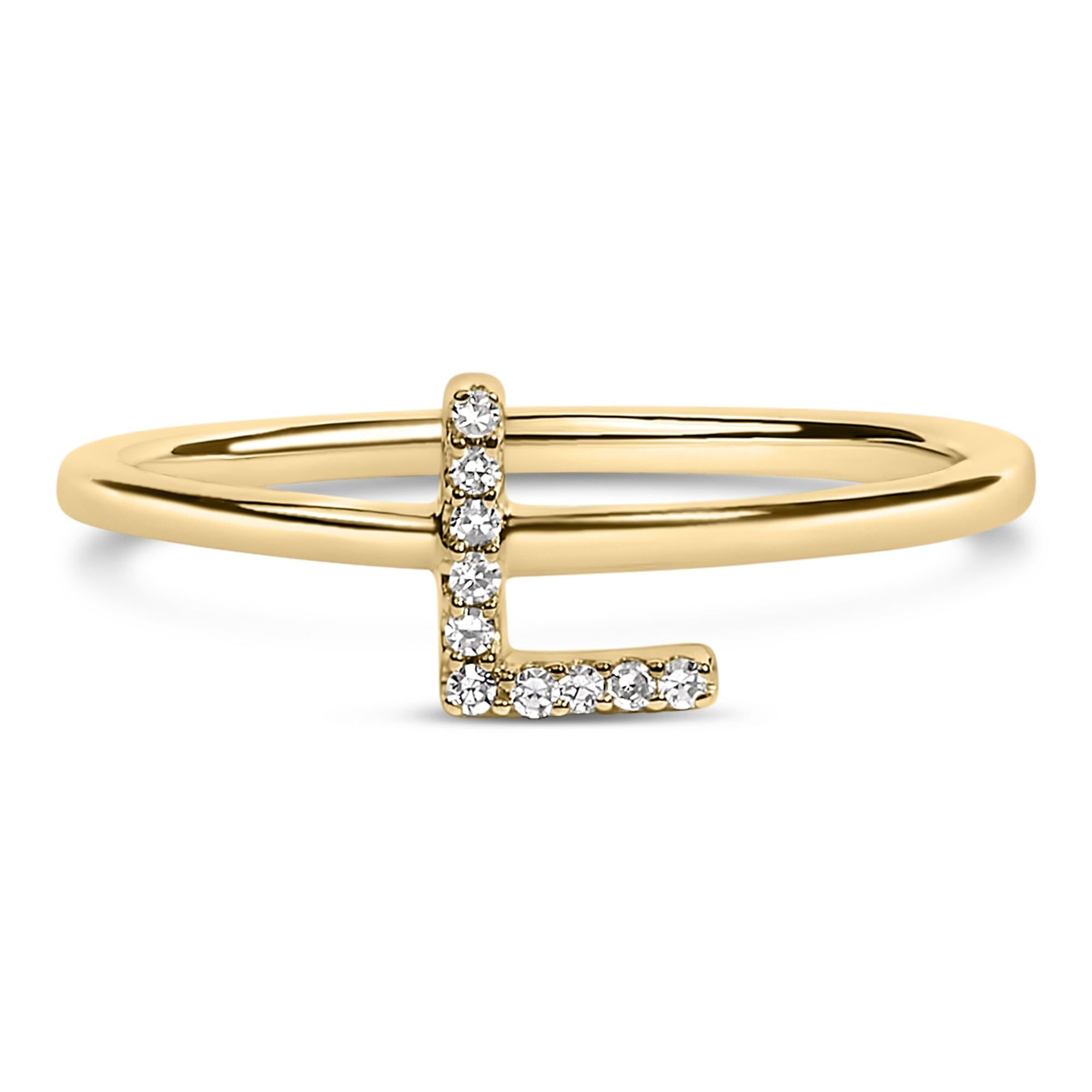 10K Yellow Gold Diamond Accent Initial “A-Z” Ring