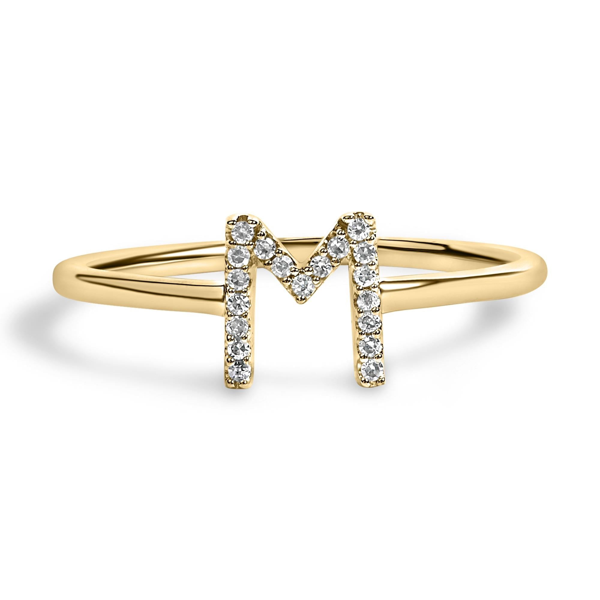 10K Yellow Gold Diamond Accent Initial “A-Z” Ring