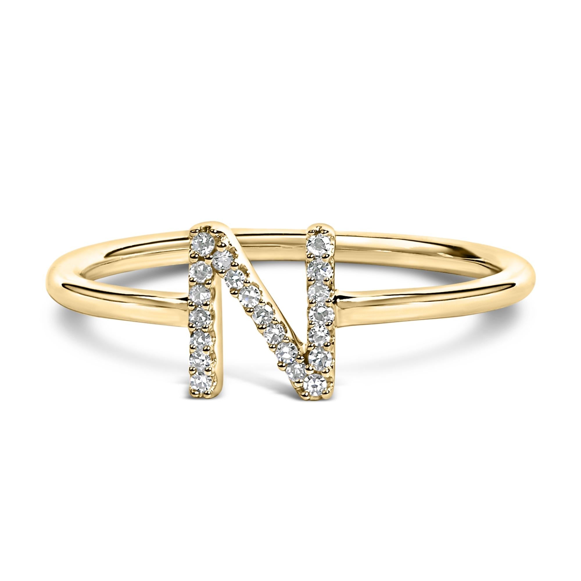 10K Yellow Gold Diamond Accent Initial “A-Z” Ring