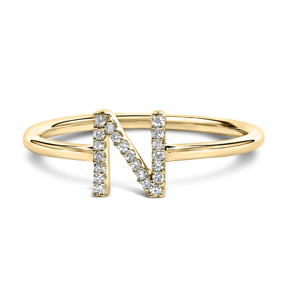 10K Yellow Gold Diamond Accent Initial “A-Z” Ring