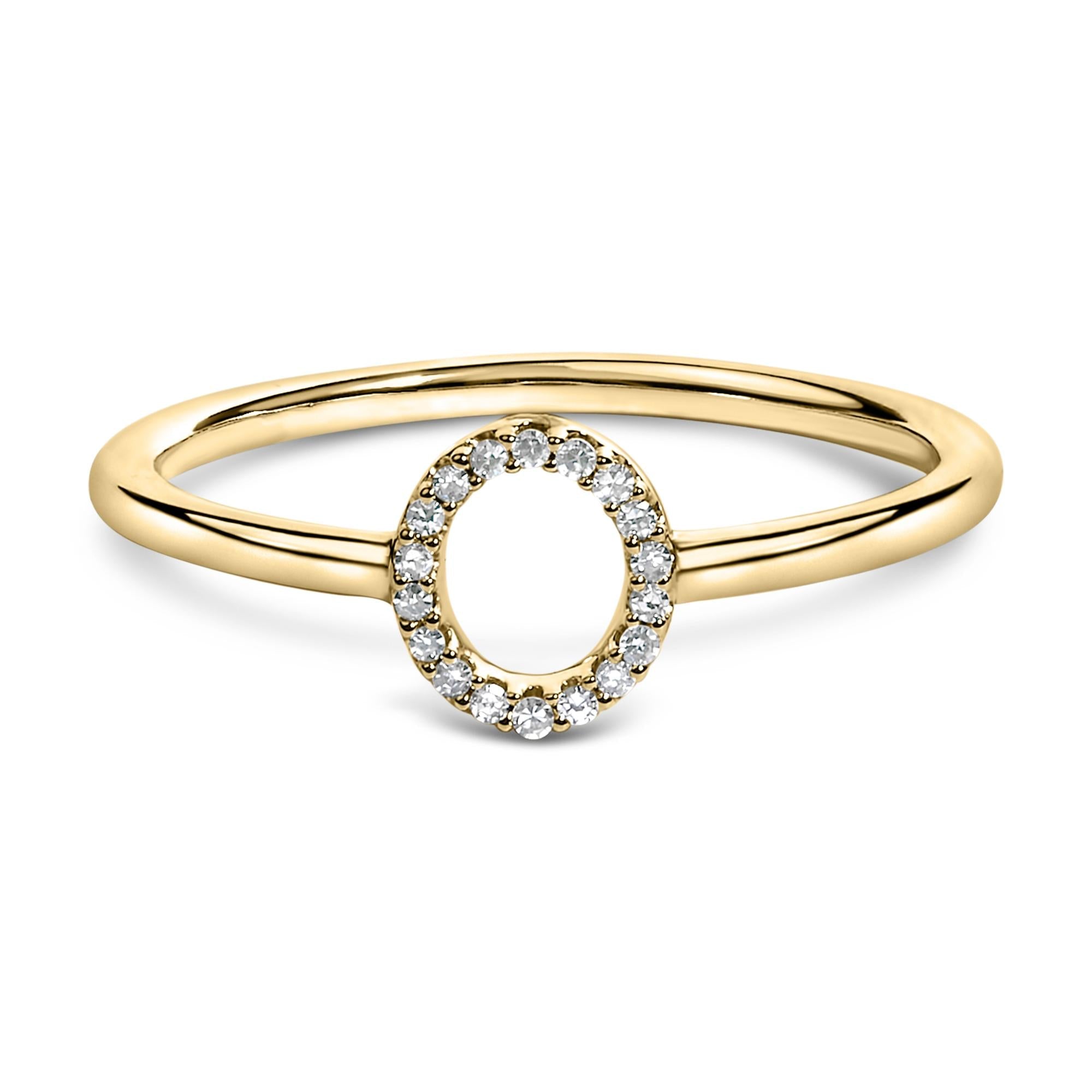 10K Yellow Gold Diamond Accent Initial “A-Z” Ring