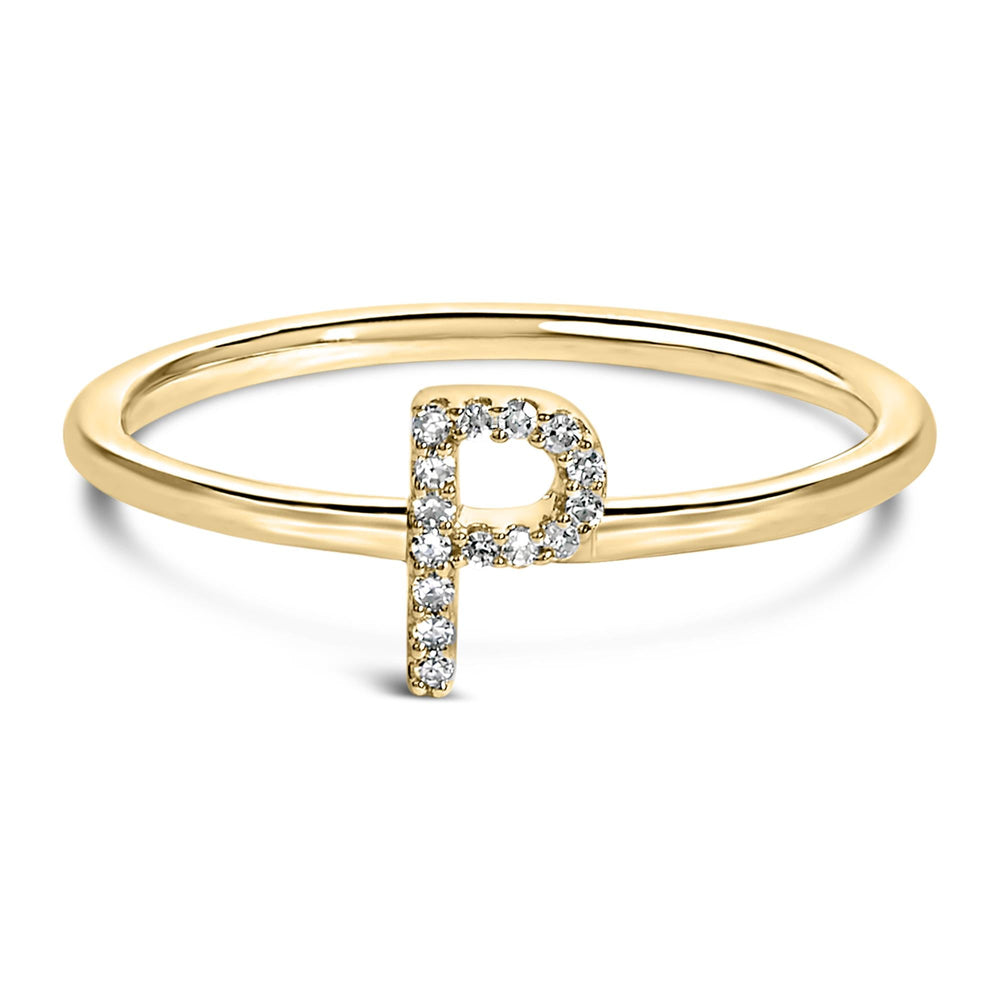 10K Yellow Gold Diamond Accent Initial “A-Z” Ring