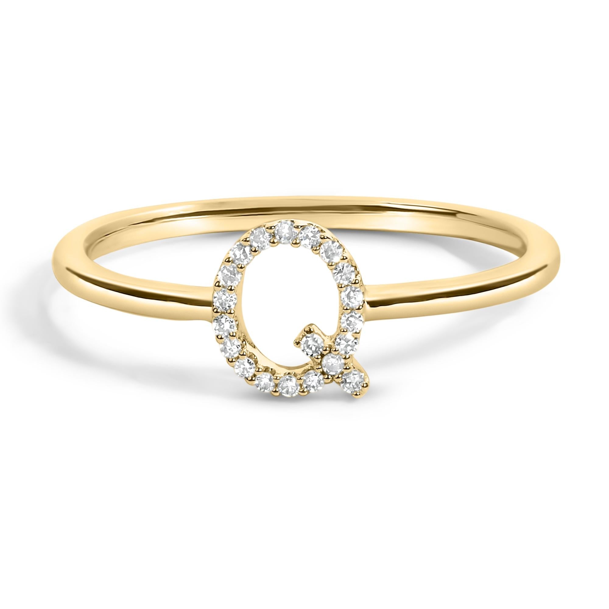 10K Yellow Gold Diamond Accent Initial “A-Z” Ring