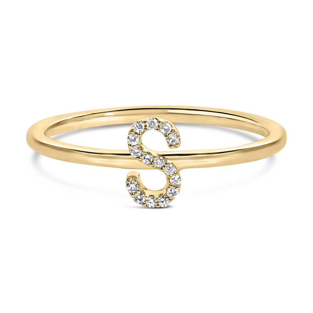 10K Yellow Gold Diamond Accent Initial “A-Z” Ring