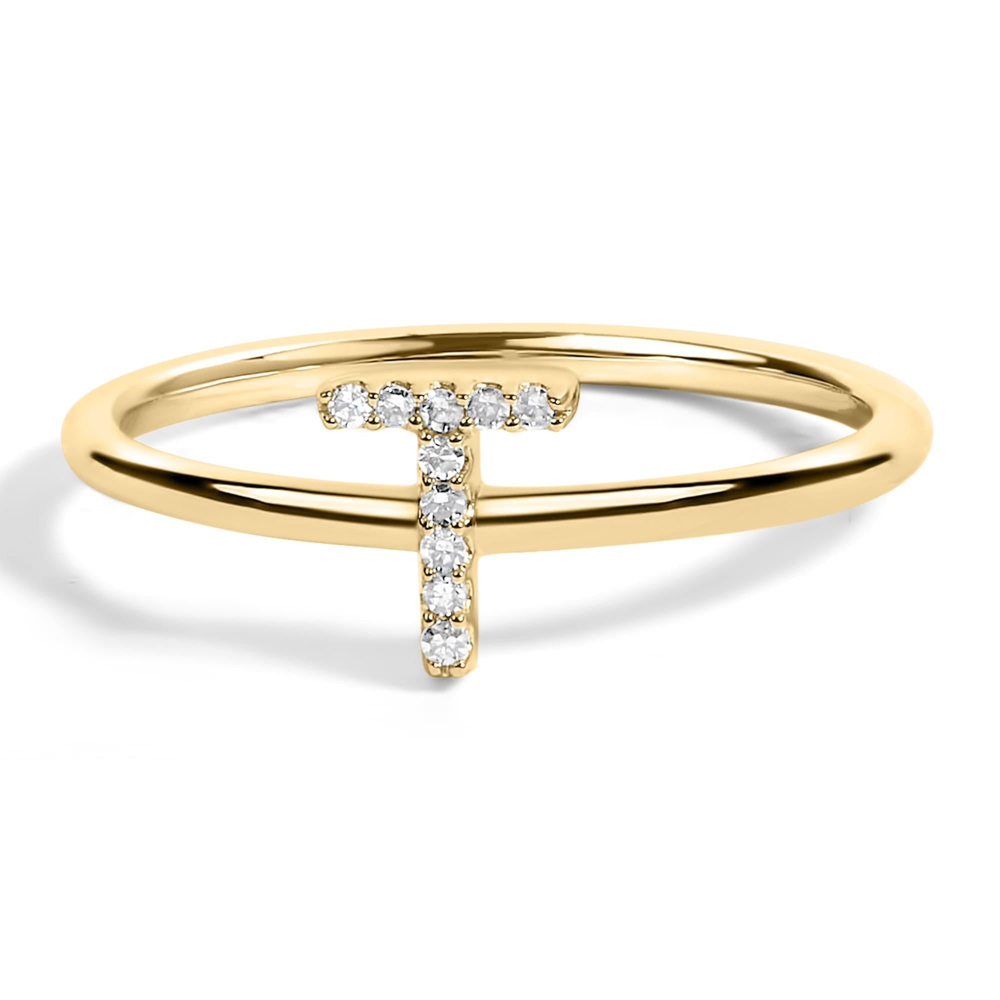 10K Yellow Gold Diamond Accent Initial “A-Z” Ring