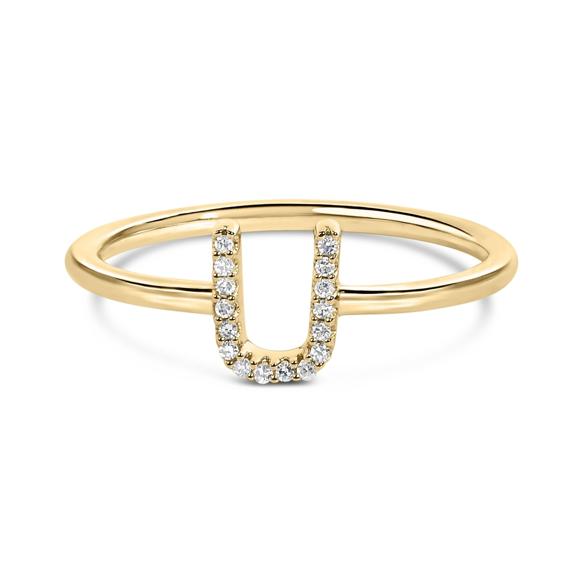 10K Yellow Gold Diamond Accent Initial “A-Z” Ring