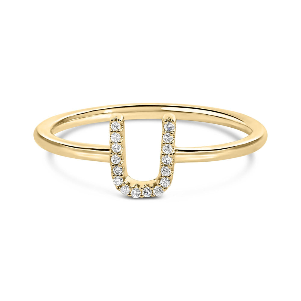 10K Yellow Gold Diamond Accent Initial “A-Z” Ring