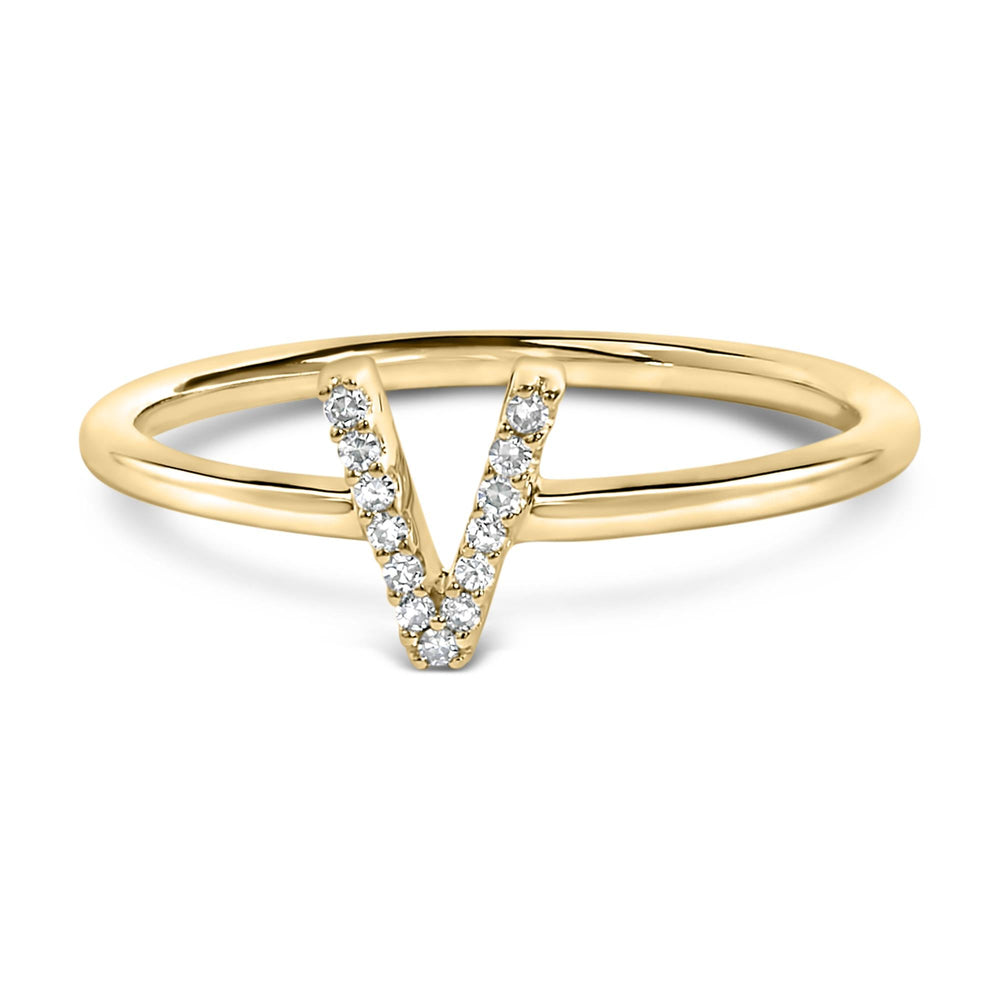 10K Yellow Gold Diamond Accent Initial “A-Z” Ring