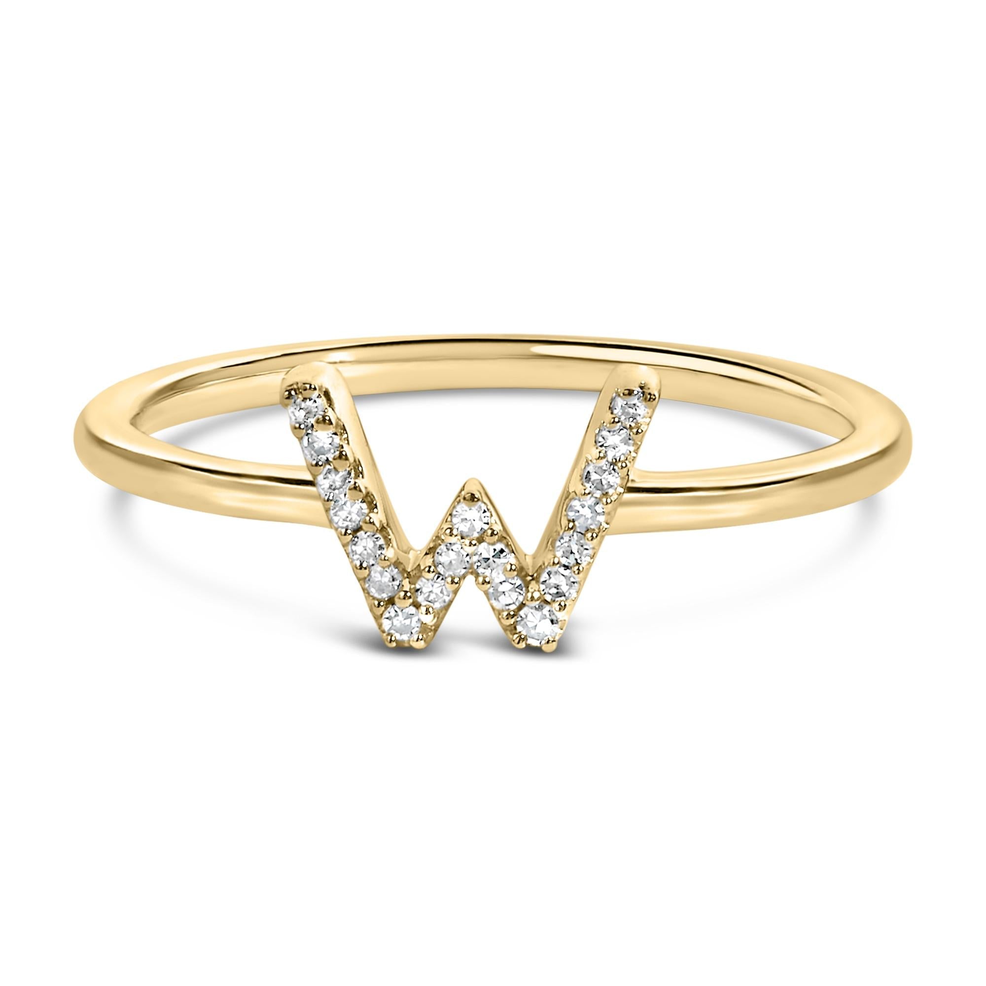 10K Yellow Gold Diamond Accent Initial “A-Z” Ring