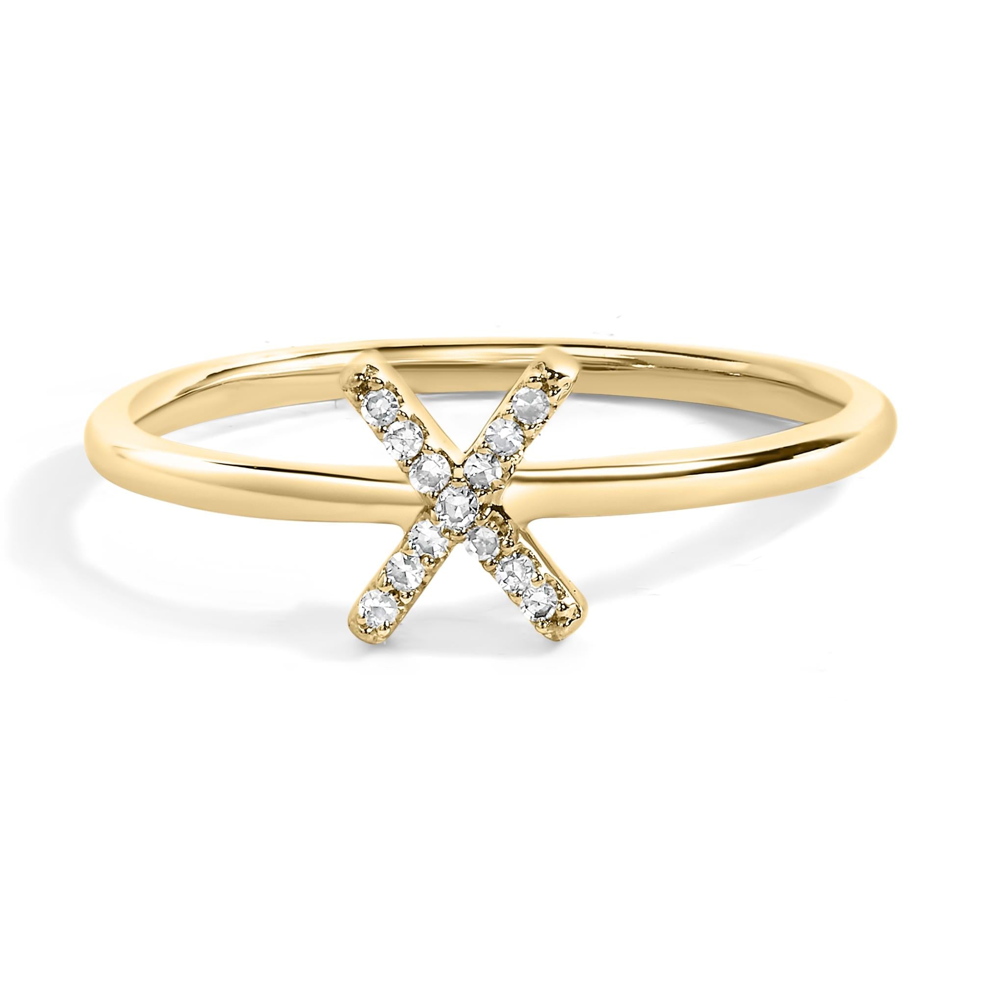 10K Yellow Gold Diamond Accent Initial “A-Z” Ring