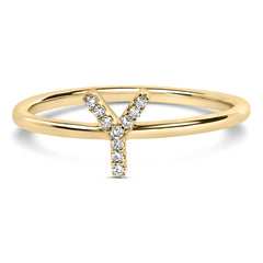 10K Yellow Gold Diamond Accent Initial “A-Z” Ring