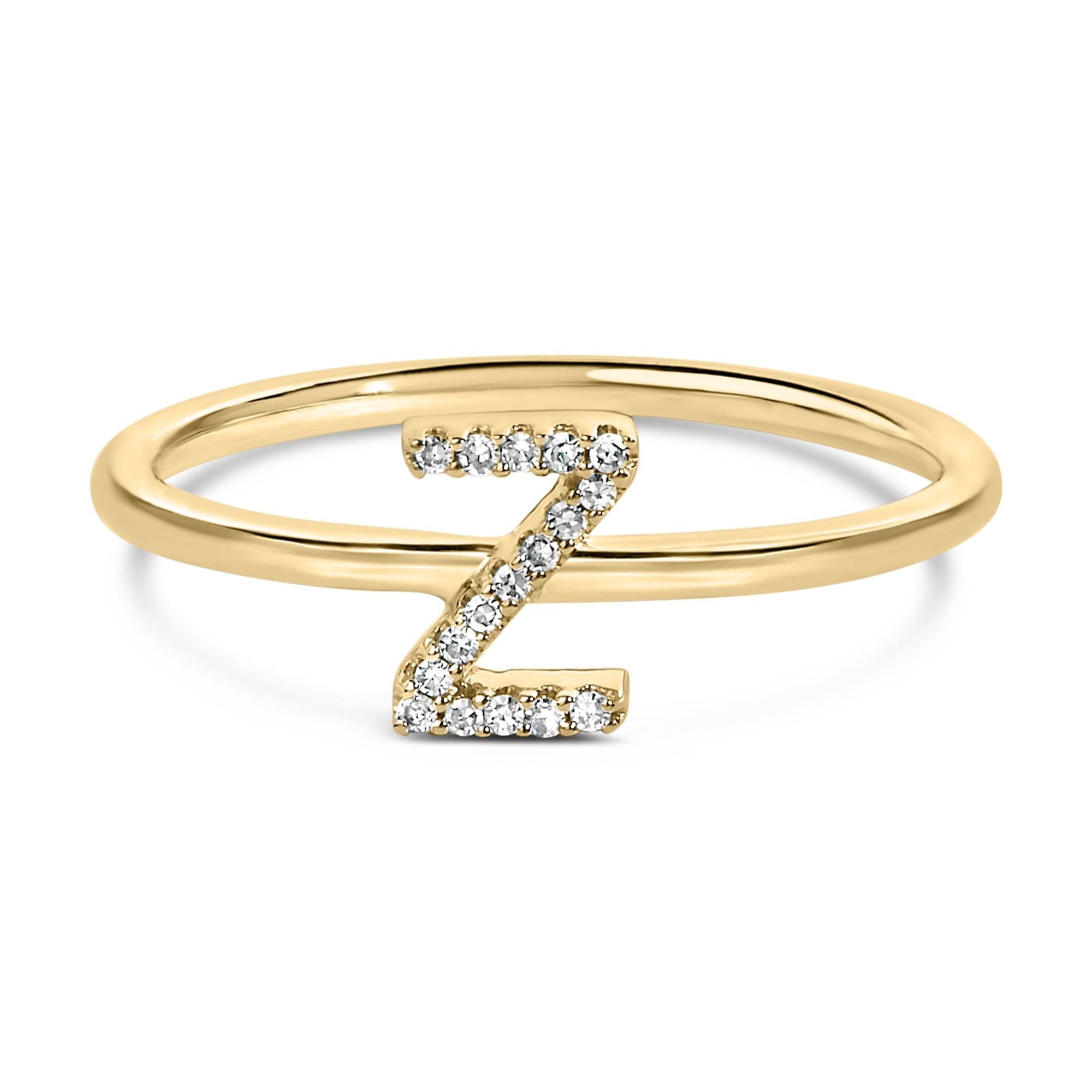 10K Yellow Gold Diamond Accent Initial “A-Z” Ring