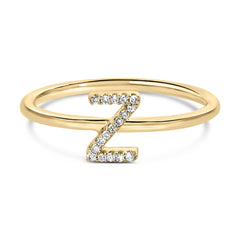 10K Yellow Gold Diamond Accent Initial “A-Z” Ring