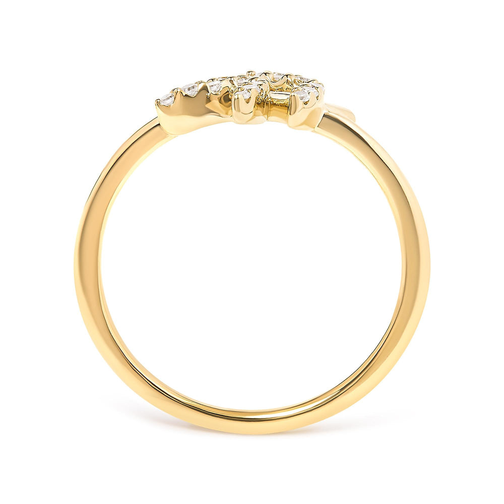 10K Yellow Gold 1/10 Cttw Diamond Leaf and Branch Ring (H-I Color, I1-I2 Clarity)
