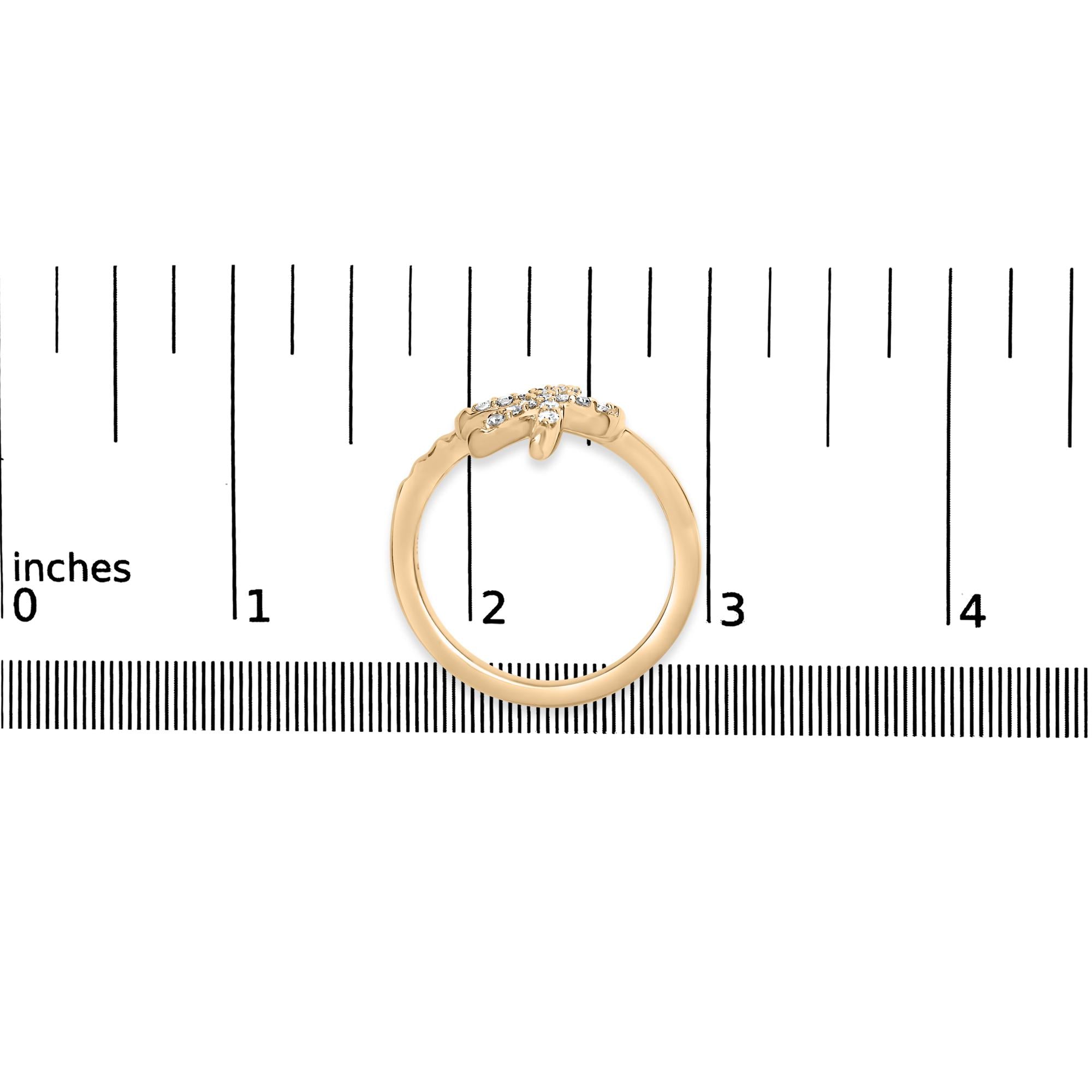 10K Yellow Gold 1/10 Cttw Diamond  Palm Tree Statement Ring (H-I Color, I1-I2 Clarity)