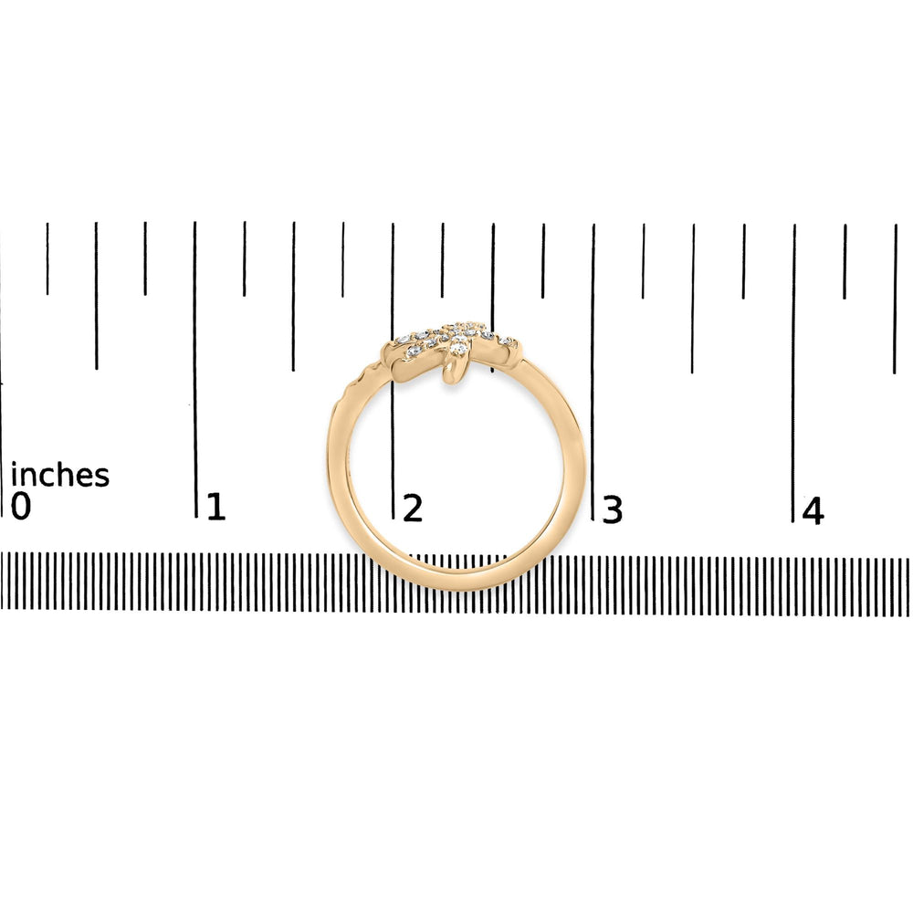 10K Yellow Gold 1/10 Cttw Diamond  Palm Tree Statement Ring (H-I Color, I1-I2 Clarity)