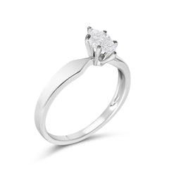 18K White Gold 1/3 Cttw Pie Cut Diamond Solitaire Ring with Tapered Band