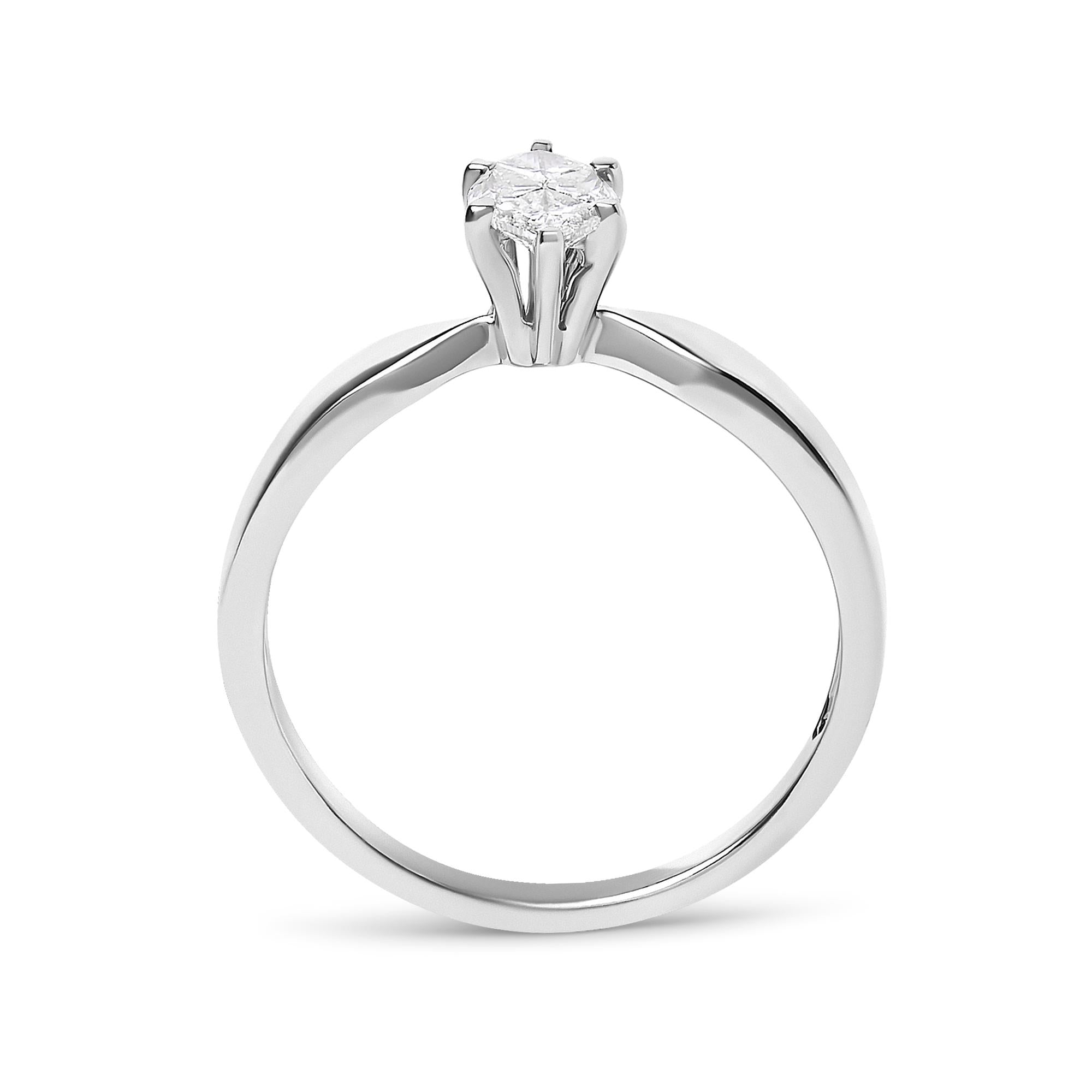 18K White Gold 1/3 Cttw Pie Cut Diamond Solitaire Ring with Tapered Band