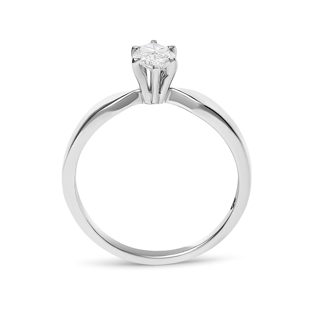 18K White Gold 1/3 Cttw Pie Cut Diamond Solitaire Ring with Tapered Band