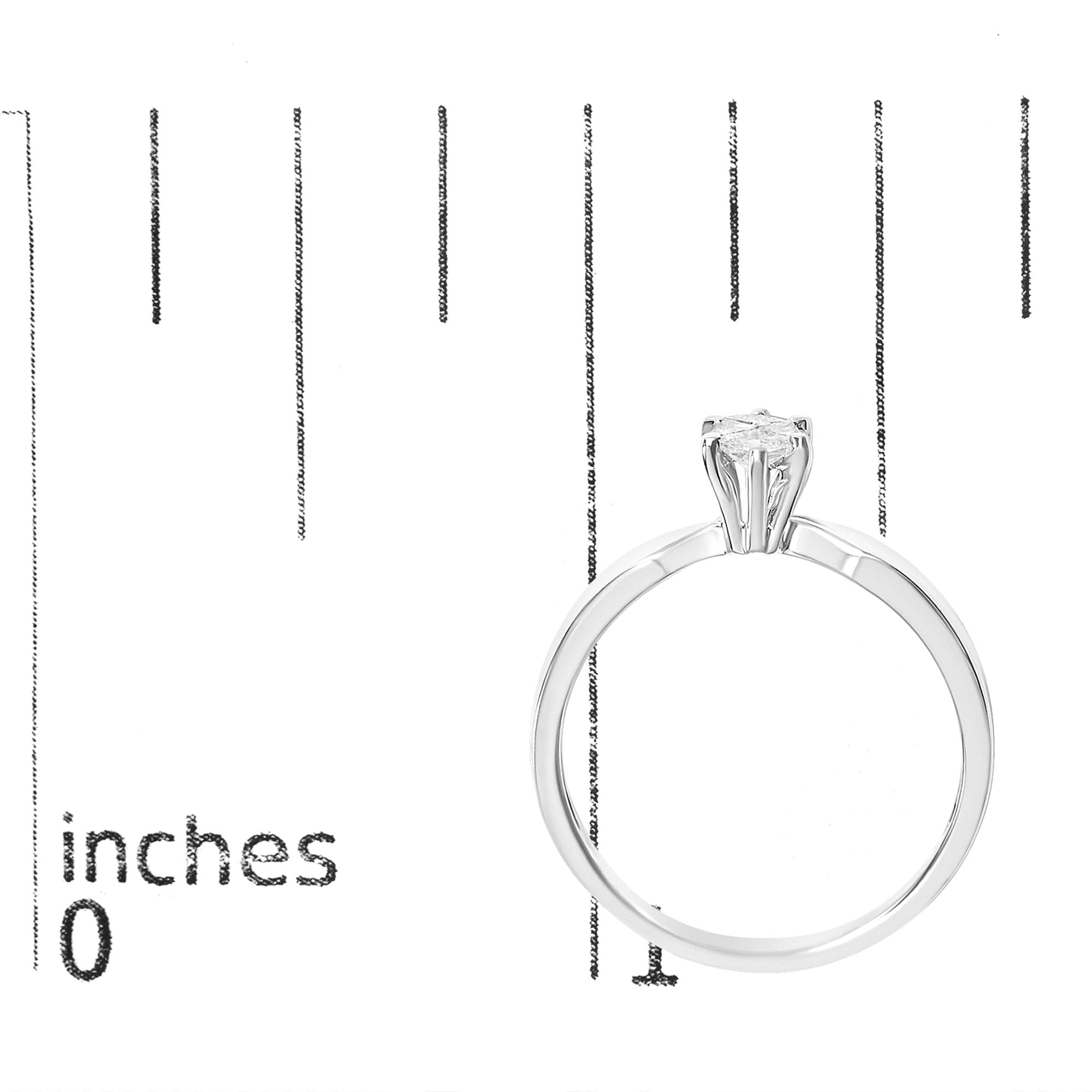 18K White Gold 1/3 Cttw Pie Cut Diamond Solitaire Ring with Tapered Band